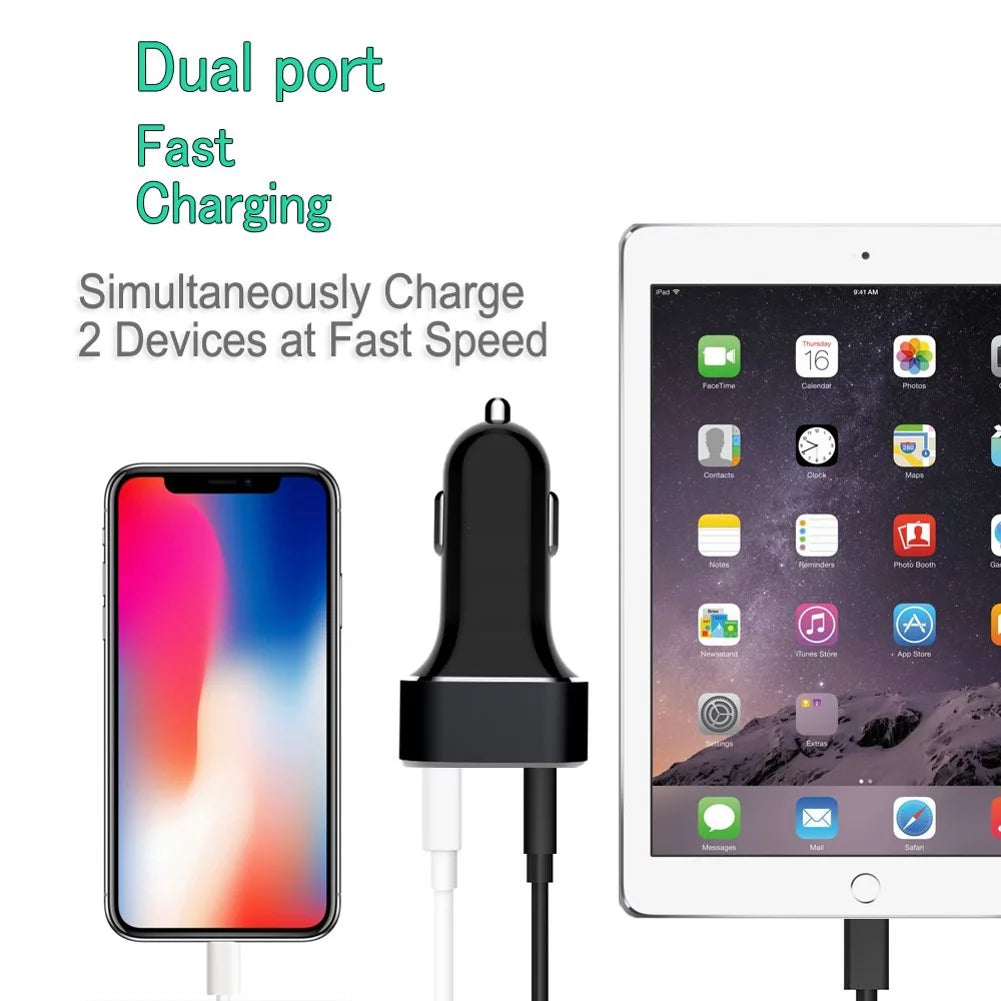 2-Port USB 36W Quick Car Charger w Cord Charger 6ft USB Cable M8J for Blackberry Motion, Key2, KEYone, LE - BLU G9, Vivo XI Plus 5 - CAT S61 S48c - Coolpad Legacy - Essential Phone (PH-1)