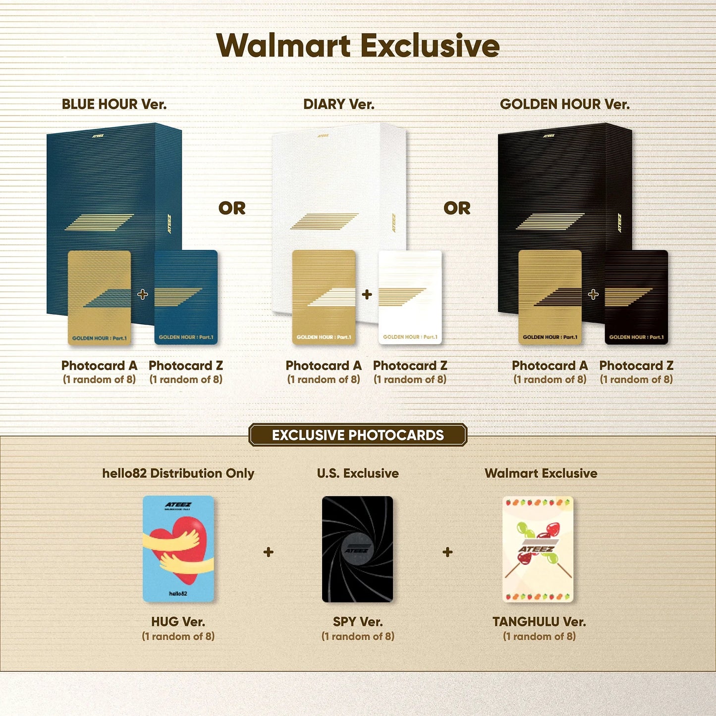 ATEEZ - GOLDEN HOUR : PART.1 (GOLDEN HOUR VER.) Walmart Exclusive K-Pop CD Box Set