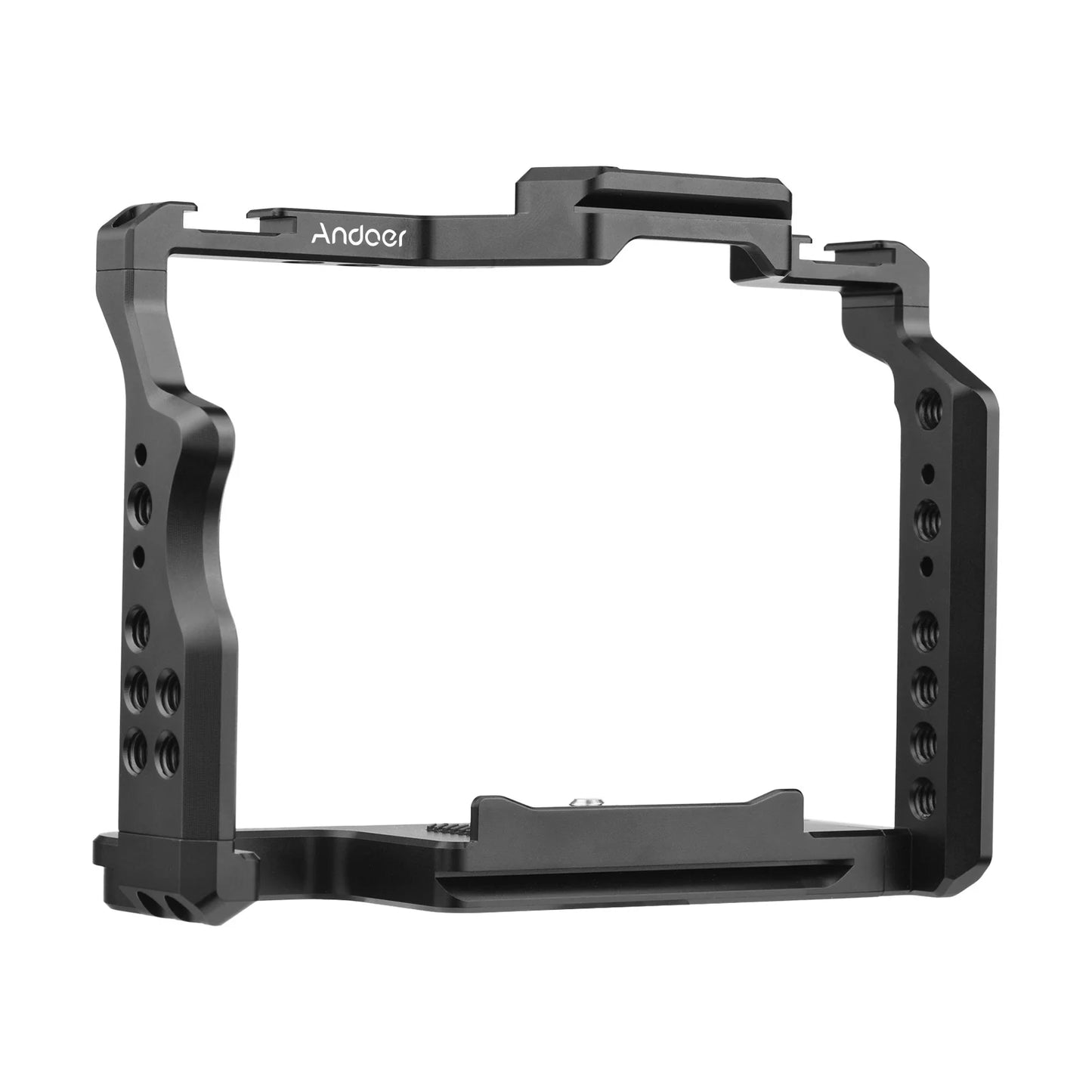 Andoer Camera Cage Aluminum Alloy Video Cage with Dual Cold Shoe Mounts Numerous 1/4 Inch Threads Replacement for  A7IV/ A7III/ A7II/ A7R III/ A7R II/ A7S II