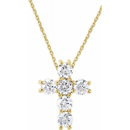 14K Yellow 1/4 CTW Natural Diamond Cross 18" Necklace R42309:60028:P