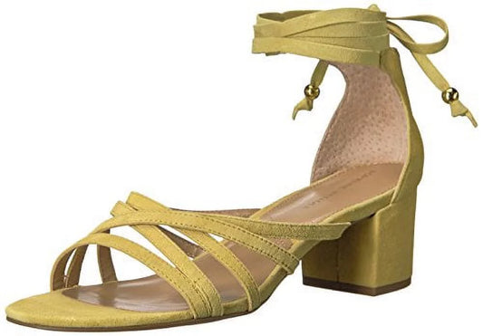 ADRIENNE VITTADINI Footwear Women's Alesia Heeled Sandal, Yellow, 7.5 M US